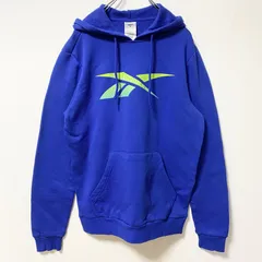 Reebok　リーボック　スウェットパーカー/フーディー　デカロゴ　青　ブルー　Sサイズ　古着