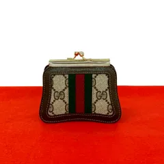 未使用保管品 GUCCI グッチ オールドグッチ シェリーライン GG ロゴ 柄 レザー 本革 がま口 コインケース 小銭入れ ブラウン 74842