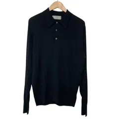 JOHN SMEDLEY/ジョンスメドレー/長袖/ニット/ポロシャツ/M/ウール/ブラック/England製/メンズ/RS1024
