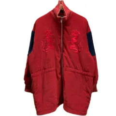 【中古】　KANSAI SPORT　中綿ジャケット　アウター　ハイネック　フルジップ　バイカラー　刺しゅうデザイン　龍　オーバーサイズ　古着　/1930のサムネイル