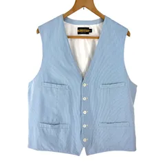 廃番品 RALPH LAUREN RUGBY ベスト ストライプ柄 XL ブルー メンズ 古着 ラグビー