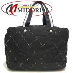 CHANEL シャネル 旧トラベルライン トートバッグ ナイロンジャガード ミニボストンバッグ ナイロン ブラック レディース /253635【中古】