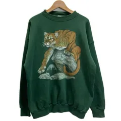 【中古】　TUTEX　スウェット　90s vintage　90年代　長袖　トレーナー　クルーネック　裏起毛　プリント　アニマル　ライオン　オーバーサイズ　USA製　古着　/2010
