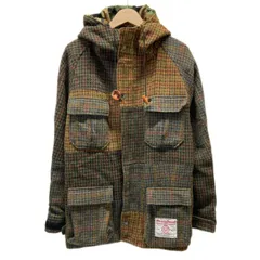 【中古】　Harris Tweed　ウールジャケット　ブルゾン　アウター　フード　フルジップ　チェック　フロントポケット　(C)AMERICANWEAR GMBH　古着　/0157のサムネイル