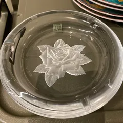 【東あずま店　併売品】　HOYA 灰皿　バラ　ばら　薔薇　ROSE　透明　clear　クリアのサムネイル