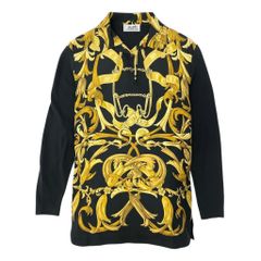 エルメス ニット スカーフ柄 シルク カシミヤ混 ネイビー L - メルカリ