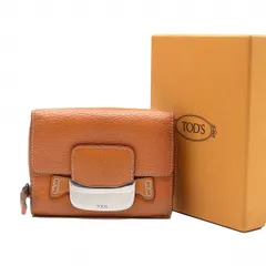 トッズTOD'S メタルプレート三つ折り財布 オレンジブラウンのサムネイル