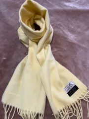 エルメスHERMESマフラー ストール ショール スカーフ ライトイエロー黄色系 無地ロゴcashmere　カシミヤ　カシミア　100％ スコットランド製レディースlady's LADYS女性用婦人ウィメンズwomenメンズmen男性用紳士ユニセックス男女兼用のサムネイル