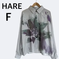 HARE ハレ メンズ カラーフラワードルマンシャツ F 長袖 ブラウス HA020224TR  ライトグレー系 (D0019)★