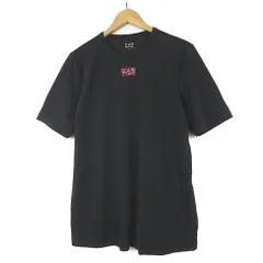 エンポリオアルマーニ EMPORIO ARMANI EA7 Tシャツ ドライ メッシュ ラバー ロゴ ストレッチ クルーネック 半袖 S 黒 ブラック 国内正規品