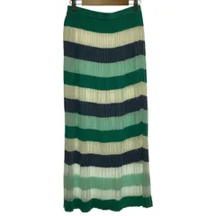 【中古】　Ballsey　スカート　ロング丈　プリーツ　ウエストゴム　ボーダー　古着　/2405