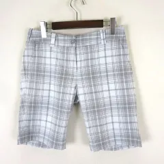 ナイキゴルフ NIKE GOLF DRY-FIT ショートパンツ ハーフパンツ チェック ロゴ 刺繍 撥水 ドライ M グレー ライトグレー 国内正規品 美品