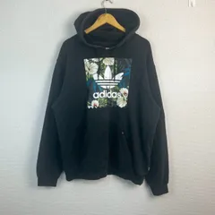 adidas Originals アディダスオリジナルス スウェット パーカー ロゴプリント ブラック 2XOサイズ メンズ 古着 ストリート スポーツMIX