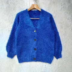 MAISON BREEZE reveur メゾンブリーズレヴール ラメ ニット カーディガン Vネック モード系 カジュアル ブルー Fサイズ ◎_◇〇☆のサムネイル