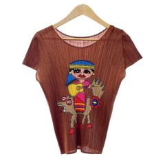 プリーツプリーズイッセイミヤケ PP03-JK841 カットソー 3 ベージュ ガール&amp;ドッグ 立体刺繍 ITAU9PTTEPTO プリーツプリーズイッセイミヤケ PP03-JK841 カットソー 3 ベージュ