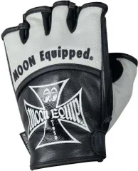 ムーンアイズ (MOONEYES) HALF FINGER GLOVE ハーフフィンガーグローブ OMG-034 半指 メッシュグローブ ハーフフィンガー バイク スクーター 自転車 グローブ 春 夏 秋 アメリカン 手袋 メッシュ 牛革 （ アイボリーM ）