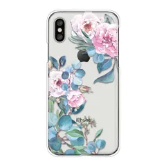 スマホケース D 透明 花柄 各機種対応 水彩風 クリアケース 透明ケース iPhone case6015