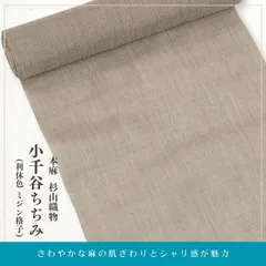 小千谷ちぢみ着尺(利休色･ミジン格子)本麻オーガニックラミー 杉山織物【ms0750】のサムネイル