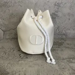 美品　Christian Dior クリスチャンディオール　マルチポーチ　巾着型　ロゴ　刺繍　アイボリー　白系