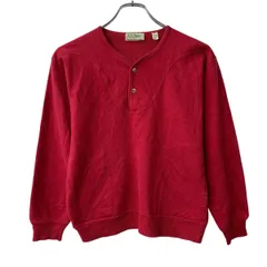 90s USA製 L.L.Bean 長袖 無地Tシャツ XS レッド エルエルビーンハーフボタン ヘンリーネック 90年代 リブ トップス 秋物 a804-6154のサムネイル