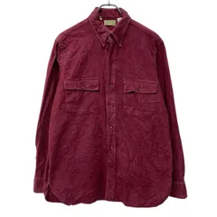 90s USA製 L.L.Bean 長袖 フランネルシャツ L ワインレッド エルエルビーン ボタン 90年代 シャモアクロス シンプル 秋物 a804-6163のサムネイル