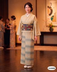 NO501 夏の高級着物 小千谷縮 東京駅絵柄 半幅帯 セット - メルカリ