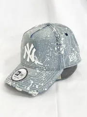 New Era ニューエラ ONSPOTZ別注 スプラッシュペイント デニム 9FORTY A-Frame キャップ sizeF/青 ■■◎メンズのサムネイル
