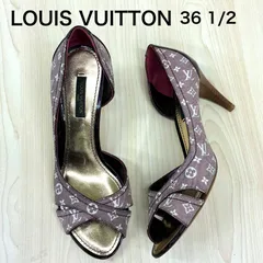 【ルイヴィトン LOUIS VUITTON】美品！モノグラムキャンパス オープントゥパンプス 36.5 バーガンディのサムネイル