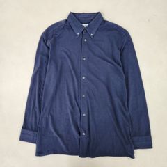 希少 90s ラルフローレン オープンカラーシャツ XL ネイビー シルク