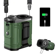 腰掛け扇風機 ベルトファン 【一台4役 12000mAh大容量】4WAY 首掛け/手持ち/腰掛け/卓上 LED照明ライト 超強風100段階風量 45時間動作 LED照明ライト USB充電式 給電機能 暑さ対策グッズ 静音 両面クリップ 工事現場/アウトドアAR