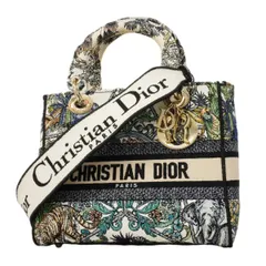 【6dc3971】クリスチャンディオール ハンドバッグ レディディオール キャンバス ホワイト マルチカラー シャンパンゴールド金具 2wayバッグ【中古】レディース