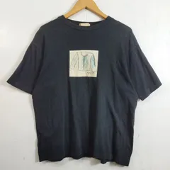 90s agnès b. アニエスベー Tシャツ アートプリント 半袖 フロント 洋服 イラスト ブラック VINTAGE 古着 D547