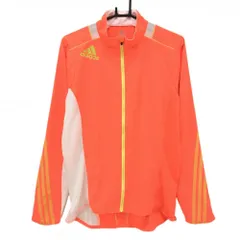 【美品】アディダス ジャケット オレンジ×白 一部メッシュ CLIMACOOL レディース L ゴルフウェア adidas