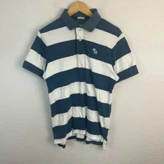 Abercrombie & Fitch アバクロンビーアンドフィッチ ポロシャツ ボーダー ネイビー Lサイズ メンズ 古着 アメカジ ストリート