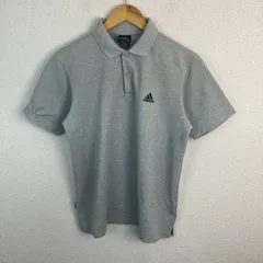adidas アディダス ポロシャツ 無地 グレー Lサイズ メンズ 古着 スポーツMIX ストリート