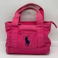BN8522□ポロラルフローレン キャンバス トートバッグ ピンク ファスナー開閉