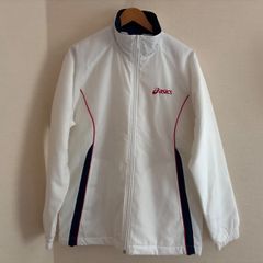 asics トレーニングジャケット EZA103 ホワイト×ネイビー - メルカリ