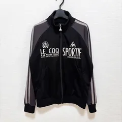 le coq sportif ルコックスポルティフ 好配色 ロゴ刺繍 トラックジャケット ジャージ 黒 グレー メンズ Mサイズ スポーツ Y2K
