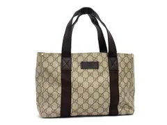 GUCCI グッチ ハンドバッグ GGスプリーム トートバッグ 141976 ベージュ系 ブラウン系 PVC レザー レディース