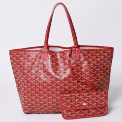 極美品 GOYARD ゴヤール サンルイPM トートバッグ ショルダーバッグ ショルダートート ポーチ付き レザー赤 レッド 中古 4a001220