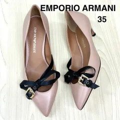 【エンポリオアルマーニ　EMPORIO ARMANI】美品！レザーリボンパンプス 35 くすみピンクのサムネイル