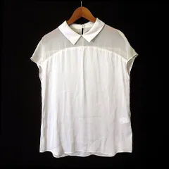 B&Y ユナイテッドアローズ BEAUTY&YOUTH ビューティー&ユース ブラウス シャツ シアー 切替 落ち感 とろみ プルオーバー フレンチスリーブ 半袖 F ライトベージュ アイボリー