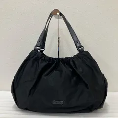 2443　agnès b.　アニエスベー　トートバッグ　 ブラック系　黒　ナイロン　レザー　 無地　ロゴ　レディース