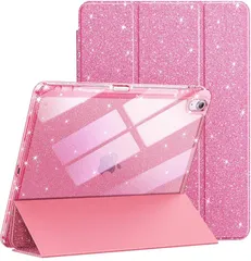 JETech iPad Air 11インチ M4/M3/M2 (2026/2025/2024)、iPad Air 5/4 (2022/2020モデル、第5/4世代)用 グリッターケース Pencilホルダー付き キラキラかわいい スリムカバー 子供や女の子向け