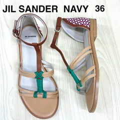 【ジルサンダーネイビー JIL SANDER  NAVY】美品！Tストラップサンダル 36のサムネイル