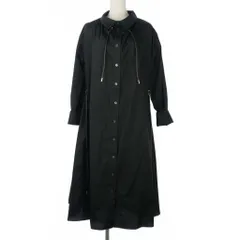 サカイ sacai シャツワンピース ギャザー 長袖 ロング丈 無地 サイズ2 ブラック 黒 19-04804