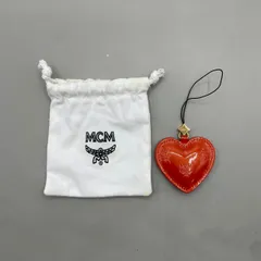 希少　極美品　MCM エムシーエム　ストラップ　キーホルダー　ハート　ロゴ型押し　レザー　オレンジ　y2k archiveのサムネイル