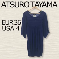 ATSURO TAYAMA アツロウタヤマ ワンピース Uネック ひざ丈 無地 大人かわいい レディース ネイビー 36