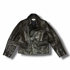 参考上代220000円 MASU 25AW CLASSIC MOTORCYCLE LEATHER JACKET クラシックモーターサイクルレザージャケット エムエーエスユー M25F9BL002 ブラック 44 （14441M）