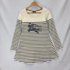 Burberry BLUE LABEL VINTAGE ボーダー ビッグロゴ コットン プルオーバー サイズ38 08042306 02